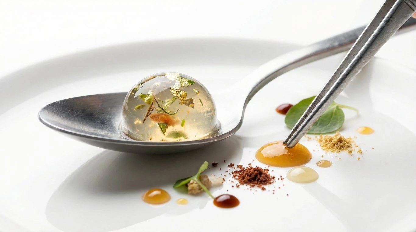 Cuisine moléculaire en cours de dressage
