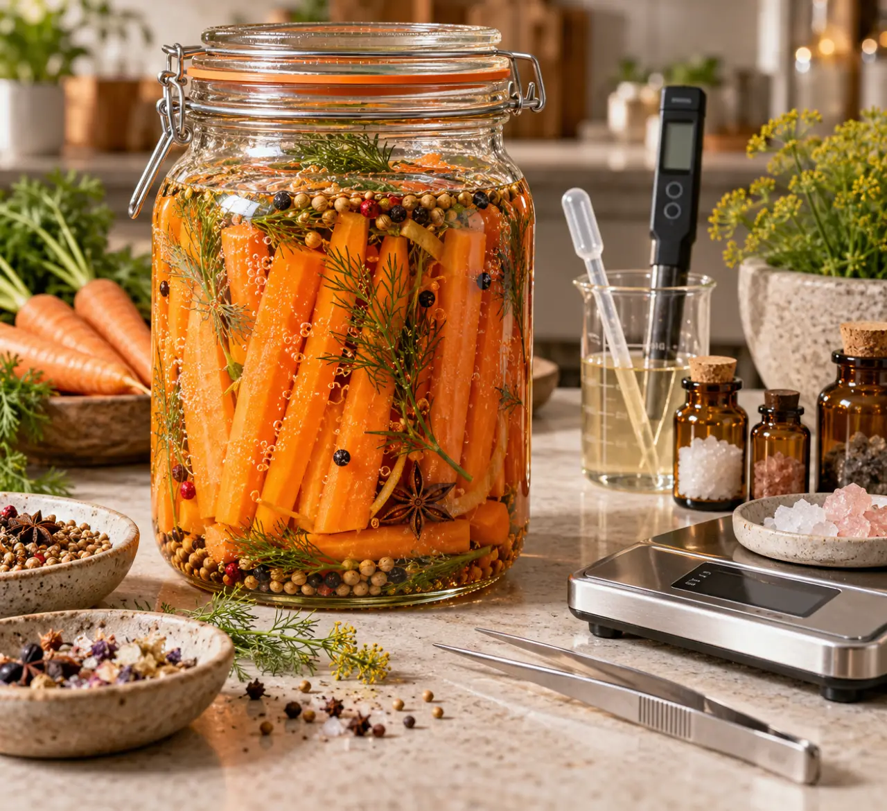 Carottes fermentées : une saumure à 3 % pour garder le croquant