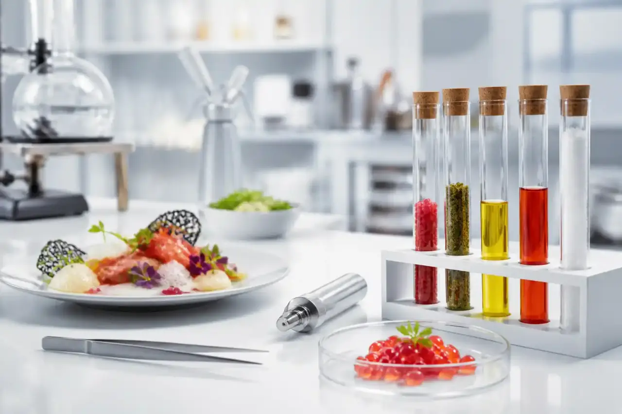 Brainstorming culinaire et ingrédients de précision dans un laboratoire gastronomique