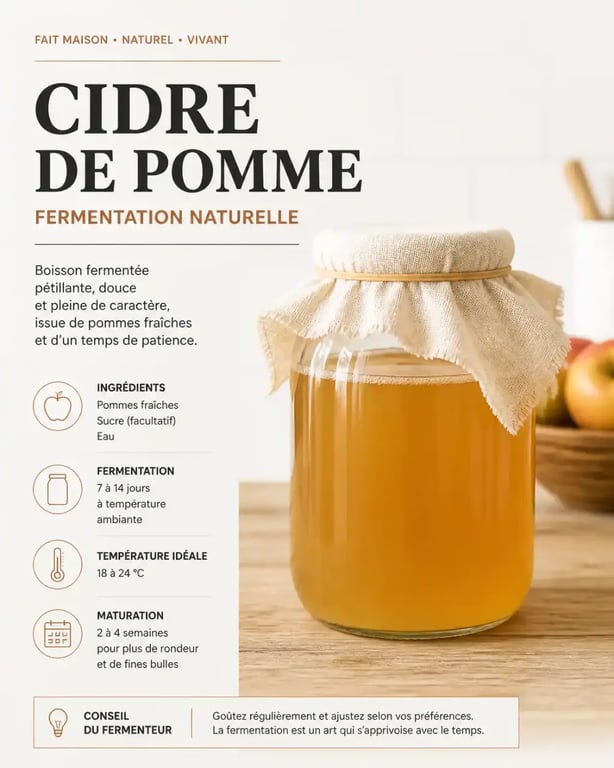 Installation pour faire son vinaigre de cidre maison avec un bocal et une étamine