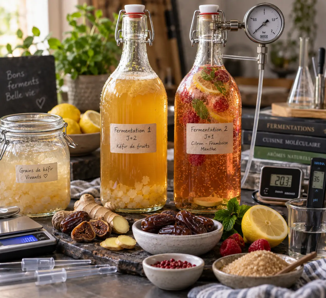 Le kéfir de fruits maison se prépare en deux fermentations, avec une pression à surveiller