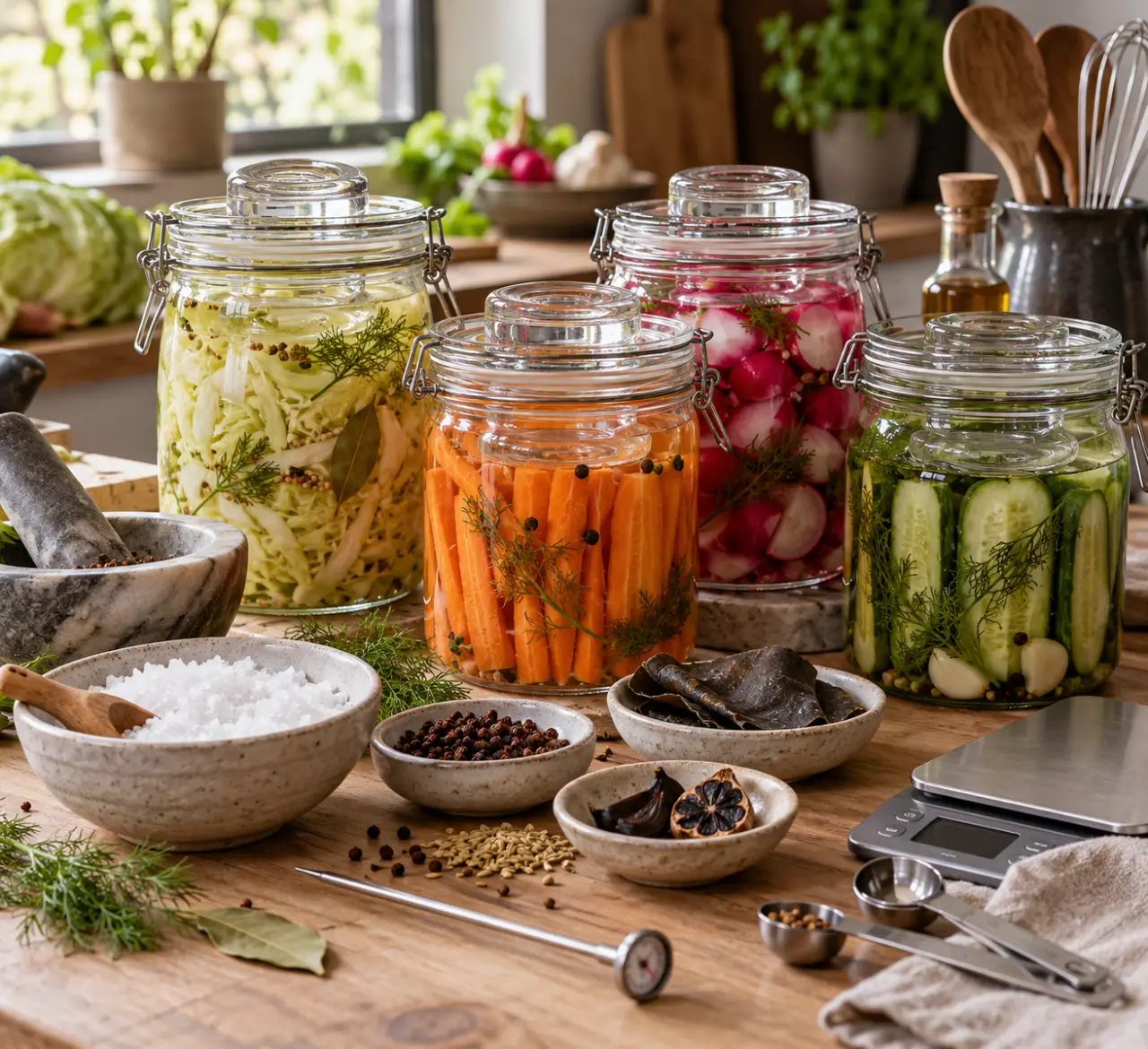 Réussir la fermentation des légumes en bocal : le bon sel, zéro morceau à l’air