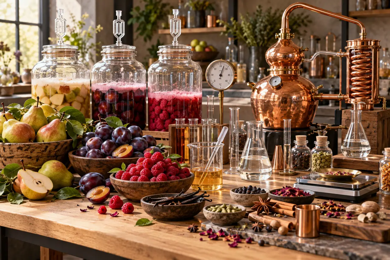 Faire une eau-de-vie de fruits : fermenter à 20 °C, distiller dans les règles