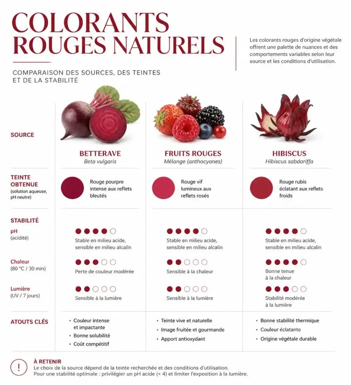 Comparatif des sources de colorant rouge naturel alimentaire pour pâtisserie